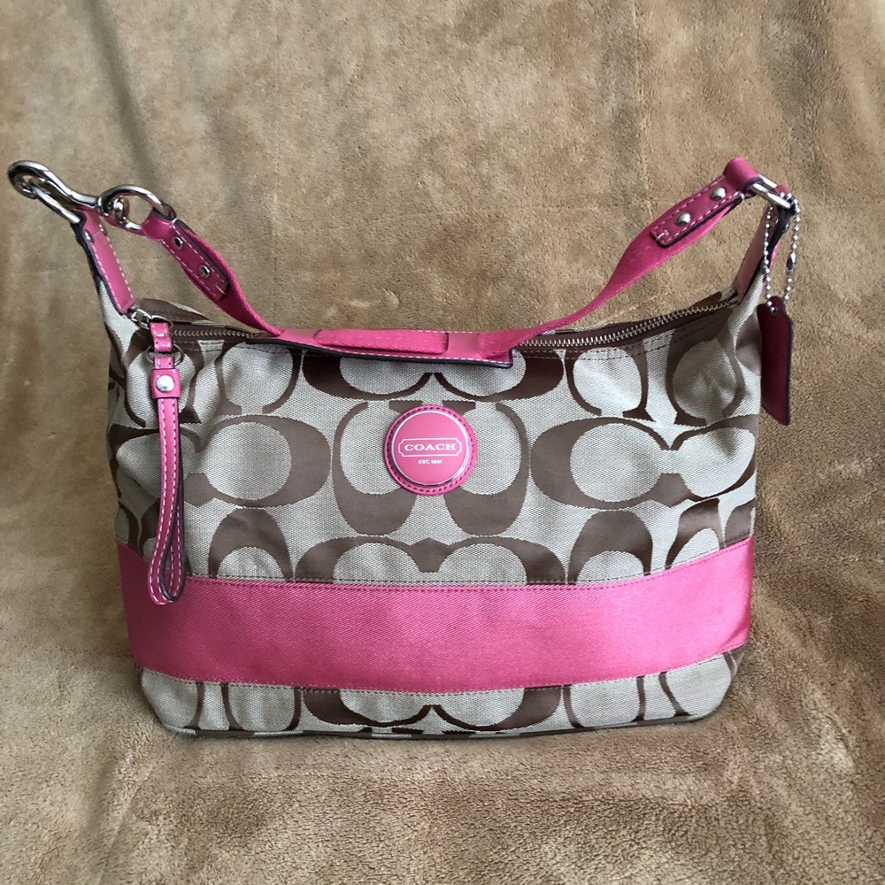 Coach Signature Stripe Satchel Hobo